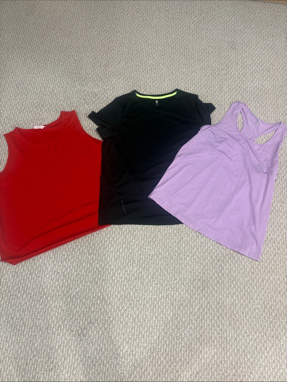 Active Tank & Tee Set - Red, Black, Lavender 1x bundle